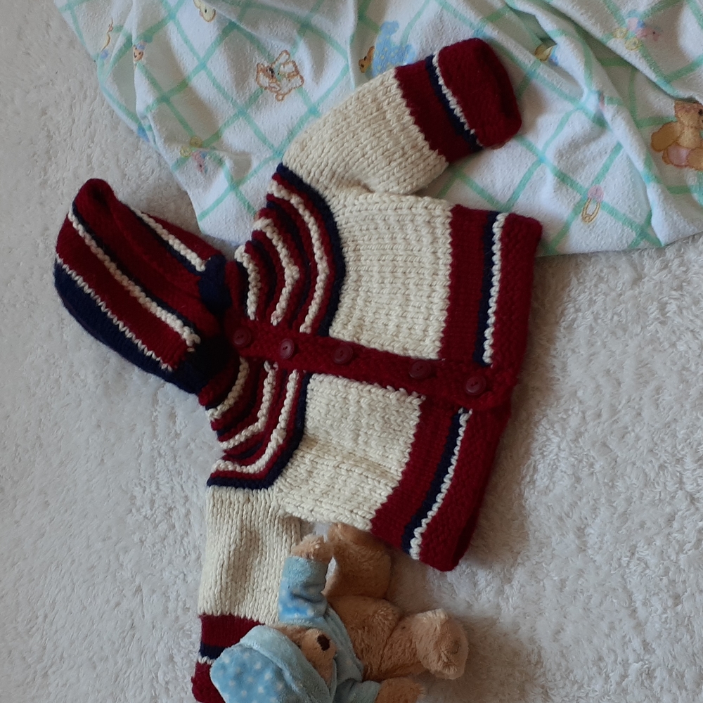 Babies Button Down Handmade Sweater with Hood